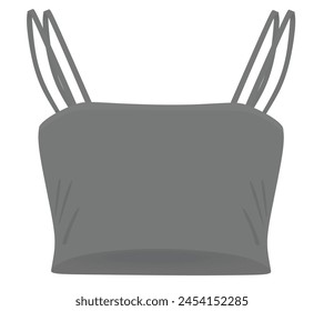 Grey  crop sleeveless t shirt. vector illustration