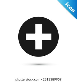 Grey Cross hospital medical icon isolated on white background. First aid. Diagnostics symbol. Medicine and pharmacy sign.  Vector Illustration