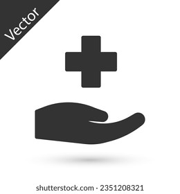 Grey Cross hospital medical icon isolated on white background. First aid. Diagnostics symbol. Medicine and pharmacy sign.  Vector