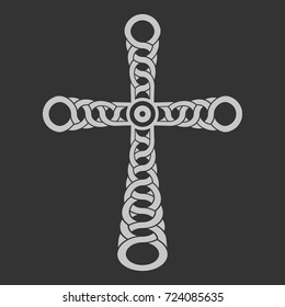 Grey cross on black background. 