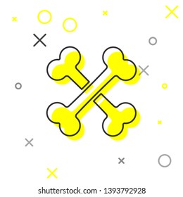 Grey Crossed bones line icon isolated on white background. Pets food symbol. Vector Illustration
