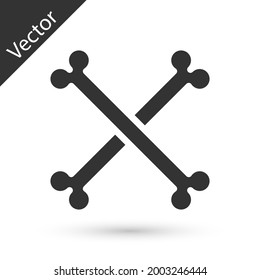 Grey Crossed human bones icon isolated on white background.  Vector