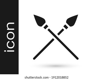 Grey Crossed medieval spears icon isolated on white background. Medieval weapon.  Vector