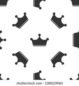 Grey Crown icon isolated seamless pattern on white background. Vector Illustration