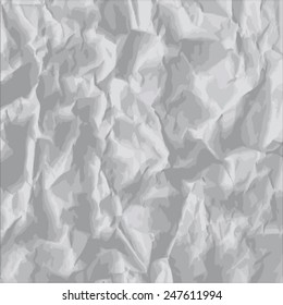 Grey crumpled paper vector texture