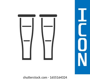 Grey Crutch or crutches icon isolated on white background. Equipment for rehabilitation of people with diseases of musculoskeletal system.  Vector Illustration