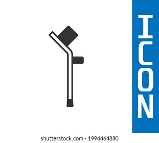 Grey Crutch or crutches icon isolated on white background. Equipment for rehabilitation of people with diseases of musculoskeletal system.  Vector