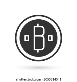 Grey Cryptocurrency coin Bitcoin icon isolated on white background. Physical bit coin. Blockchain based secure crypto currency.  Vector