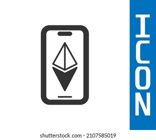 Graue Kryptowährungsmünze Ethereum ETH Symbol einzeln auf weißem Hintergrund. Altcoin-Symbol. Blockchain-basierte sichere Kryptowährung.  Vektorgrafik