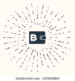 Grey Cryptocurrency wallet icon isolated on beige background. Wallet and bitcoin sign. Mining concept. Money, payment, cash, pay icon. Abstract circle random dots. Vector Illustration