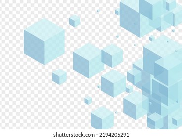 Grey Cube Background Transparent Vector. Geometric Graphic Illustration. Monochrome Block Isolated Texture. Template Card. White Collection Polygon.