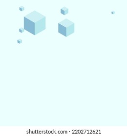 Vector azul de fondo cúbico gris. Ilustración de cartón en bloque. Texto simple de caja gris. Tarjeta de póster. Cuadrado de plantilla de Sky Blue.