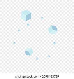 Grey Cubic Background Transparent Vector. Block Science Illustration. White Box Simple Card. Isolated Design. Monochrome Style Cube.