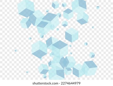 Grey Cubic Background Transparent Vector. Block Concept Template. Gray Geometric Empty Design. Web Card. Blue Package Square.