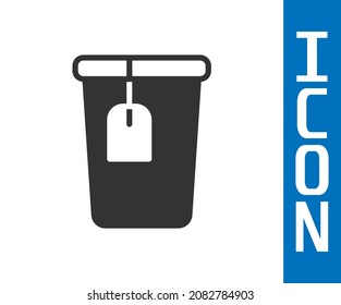 Grey Cup with tea bag icon isolated on white background.  Vector