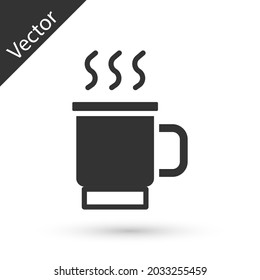 Grey Cup of tea icon isolated on white background.  Vector