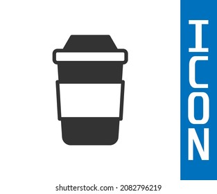 Grey Cup of tea icon isolated on white background.  Vector