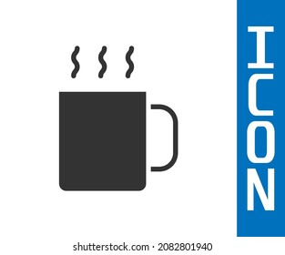 Grey Cup of tea icon isolated on white background.  Vector