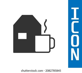 Grey Cup of tea with milk icon isolated on white background.  Vector