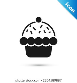 Grey Cupcake icon isolated on white background.  Vector