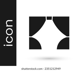 Grey Curtain icon isolated on white background. For theater or opera scene backdrop, concert grand opening or cinema premiere.  Vector Illustration