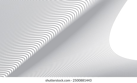 Grey curve lines abstract background vector image for backdrop or presentation