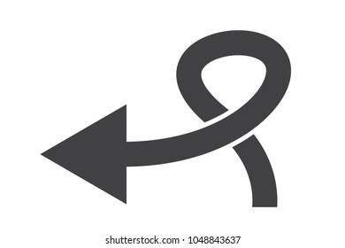 Grey curved arrow to left