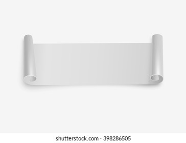 Grey curved paper banner. Isolated oh white background. Vector illustration.