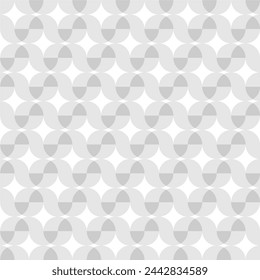 Grey curves vector pattern, overlapping semicircles geometric background