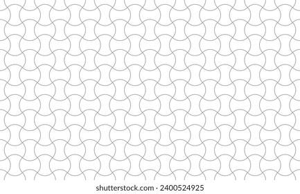 Grey curvy line interlocks pavement block seamless pattern. Vector Repeating Texture.