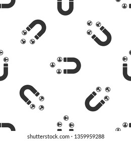 Grey Customer attracting icon isolated seamless pattern on white background. Customer retention, support and service. Customer people attracting with magnet. Vector Illustration