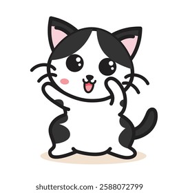Grey cute cat cartoon vector illustration. anime cartoon character