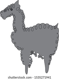 Grey cute llama. Vector illustration. Isolated element on white bacrground.
