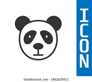 Grey Cute panda face icon isolated on white background. Animal symbol.  Vector