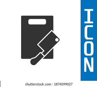 Tablero de corte gris y icono del helicóptero de carne aislado en fondo blanco. Cuchillo de carnicero. Símbolo del tablero de corte.  Vector