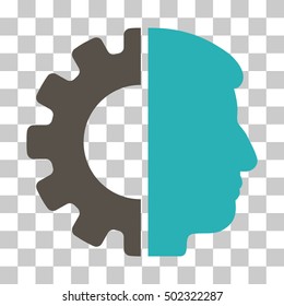 Grey And Cyan Android Head toolbar icon. Vector pictogram style is a flat bicolor symbol on chess transparent background.