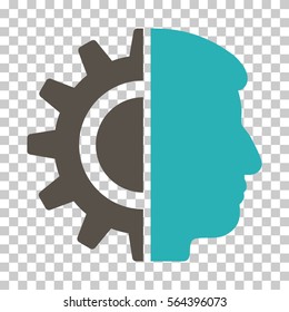 Grey And Cyan Android Robotics interface toolbar icon. Vector pictogram style is a flat bicolor symbol on chess transparent background.