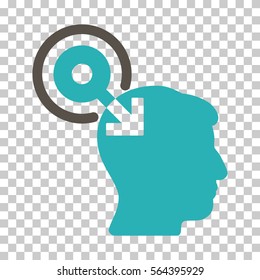 Grey And Cyan Brain Interface Plug-In toolbar pictogram. Vector pictogram style is a flat bicolor symbol on chess transparent background.