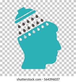 Grey And Cyan Brain Shower interface pictogram. Vector pictograph style is a flat bicolor symbol on chess transparent background.