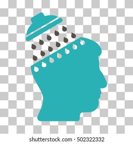 Grey And Cyan Brain Shower toolbar pictogram. Vector pictogram style is a flat bicolor symbol on chess transparent background.