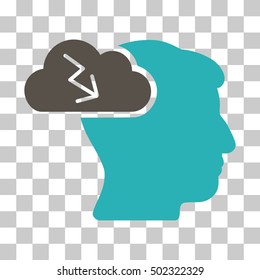 Grey And Cyan Brainstorming interface icon. Vector pictograph style is a flat bicolor symbol on chess transparent background.