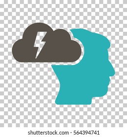 Grey And Cyan Brainstorming interface toolbar icon. Vector pictograph style is a flat bicolor symbol on chess transparent background.