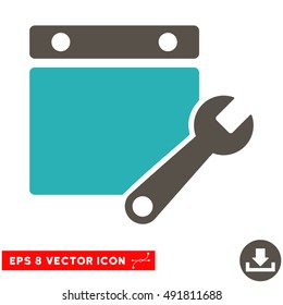 Grey And Cyan Calendar Tuning EPS vector pictograph. Illustration style is flat iconic bicolor symbol on a white background.