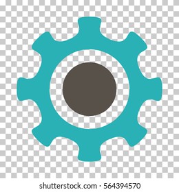 Grey And Cyan Cogwheel interface pictogram. Vector pictograph style is a flat bicolor symbol on chess transparent background.