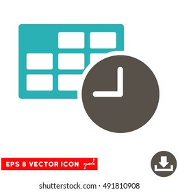 Grey And Cyan Date and Time EPS vector icon. Illustration style is flat iconic bicolor symbol on a white background.