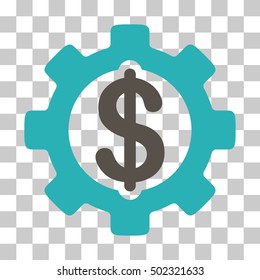 Grey And Cyan Development Cost interface toolbar icon. Vector pictograph style is a flat bicolor symbol on chess transparent background.