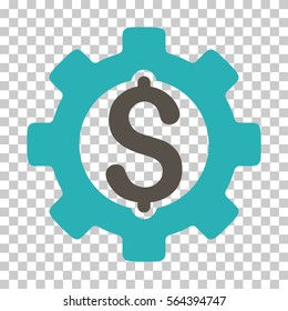 Grey And Cyan Development Cost toolbar icon. Vector pictograph style is a flat bicolor symbol on chess transparent background.