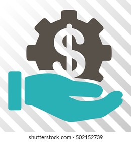 Grey And Cyan Development Service toolbar icon. Vector pictograph style is a flat bicolor symbol on diagonal hatch transparent background.