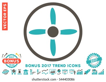 Grey And Cyan Drone Screw pictograph with bonus 2017 trend pictures. Vector illustration style is flat iconic bicolor symbols, white background.