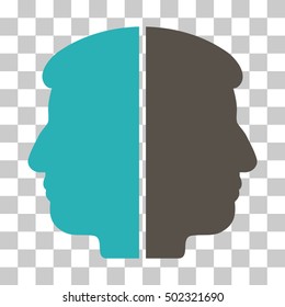 Grey And Cyan Dual Face toolbar pictogram. Vector pictograph style is a flat bicolor symbol on chess transparent background.